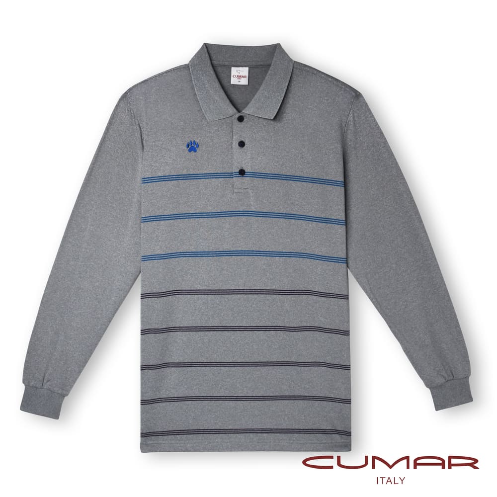 CUMAR 羅紋領吸濕排汗定位條長袖POLO衫(HiCool)/219237