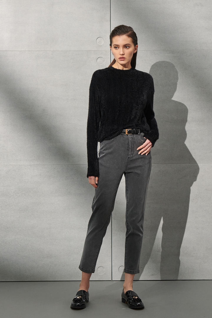 SST&C Women'S Black Round Neck Fleece Sweater | 8662112003  (Outlet)_2