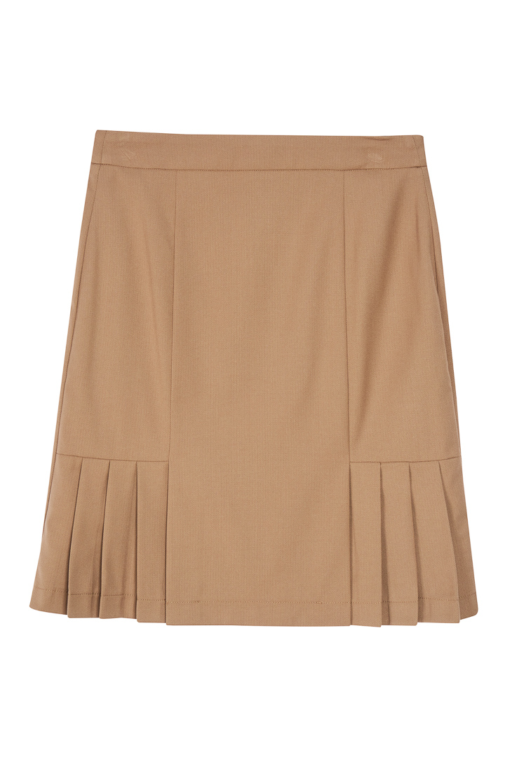 SST&C Women'S Wool Blend Camel Pleated Skirt | 7462112003  (Outlet)_7