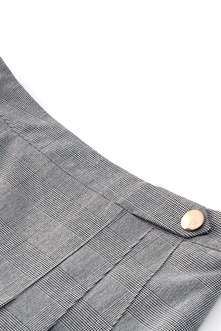 SST&C Women'S Wool Blend Gray Check Pattern Pleated Skirt | 7462112006  (Outlet)_8