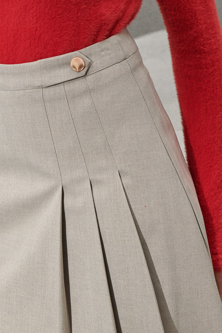 SST&C Women'S Wool Blend Herringbone Pleated Skirt | 7462112009  (Outlet)_5