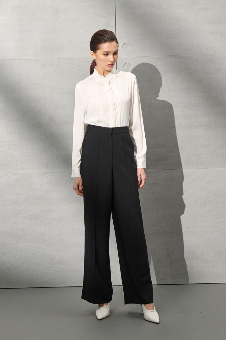 SST&C Women'S Black High Waist Straight Wide Trousers | 8262111002  (Outlet)_2