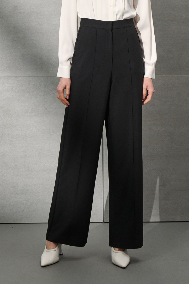 SST&C Women'S Black High Waist Straight Wide Trousers | 8262111002  (Outlet)_4