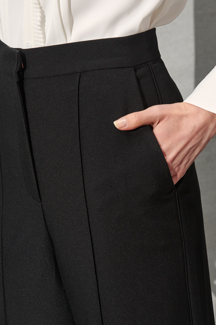 SST&C Women'S Black High Waist Straight Wide Trousers | 8262111002  (Outlet)_5