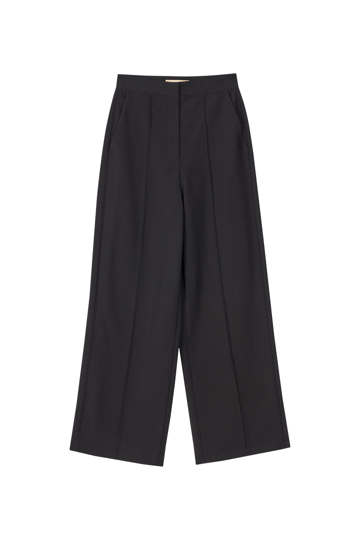 SST&C Women'S Black High Waist Straight Wide Trousers | 8262111002  (Outlet)_7