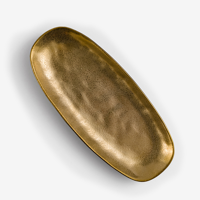 SHINE 25cm Ceramic Oval Plate | Gold_0