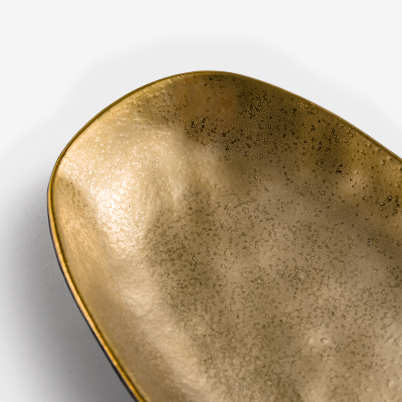 SHINE 25cm Ceramic Oval Plate | Gold_1