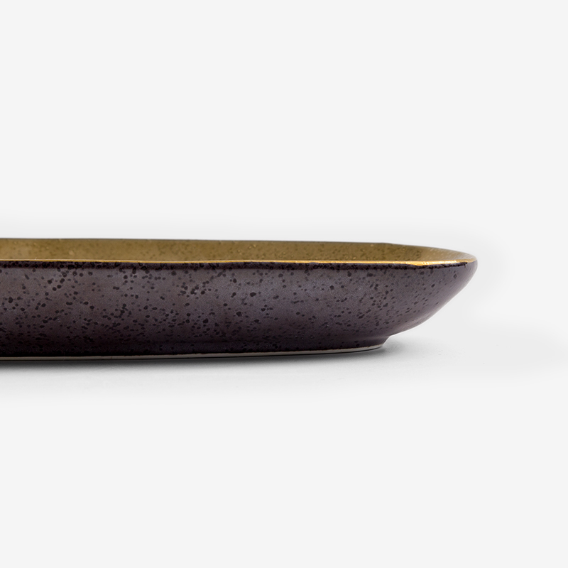 SHINE 25cm Ceramic Oval Plate | Gold_3