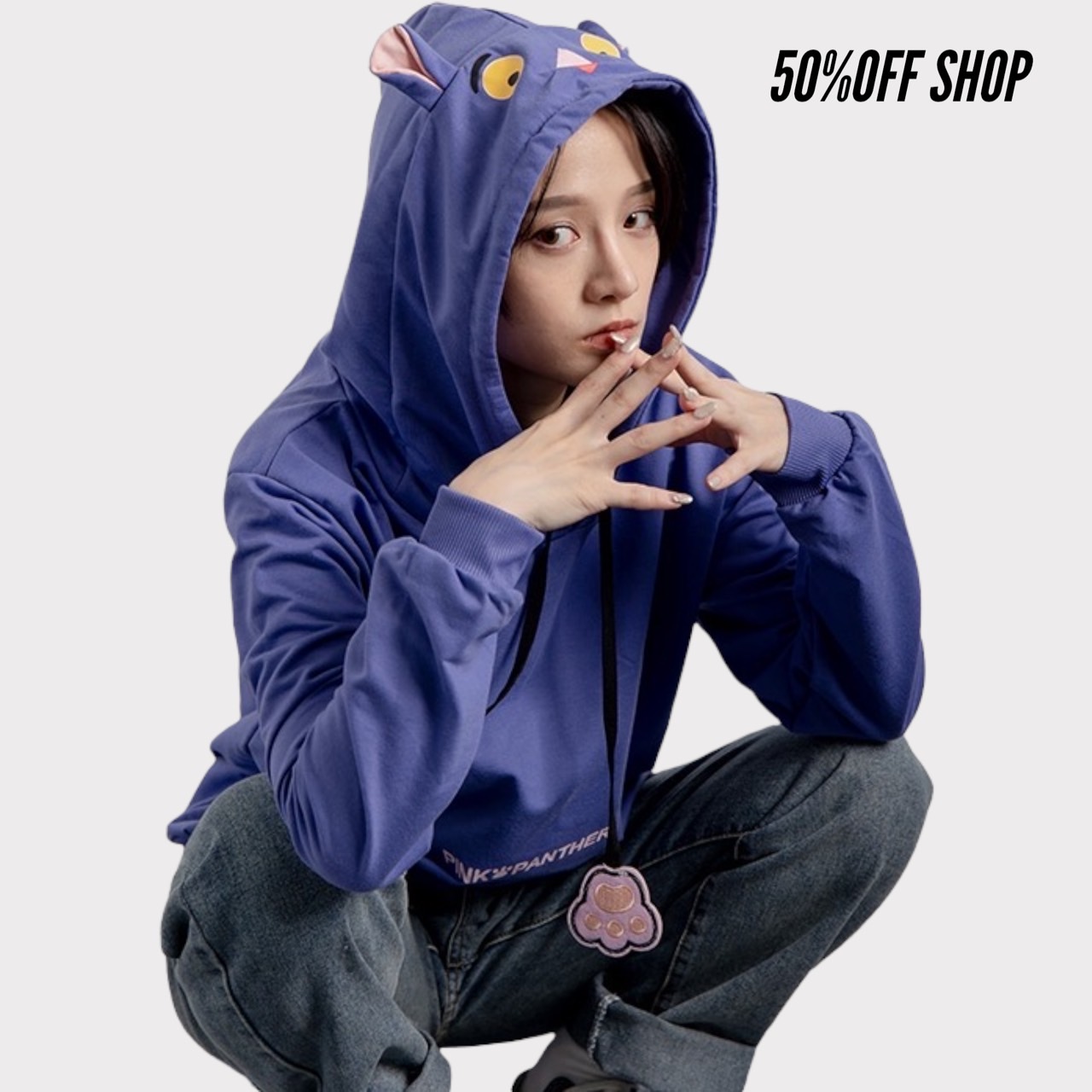 實拍|可愛頑皮豹耳朵連帽TEE_0