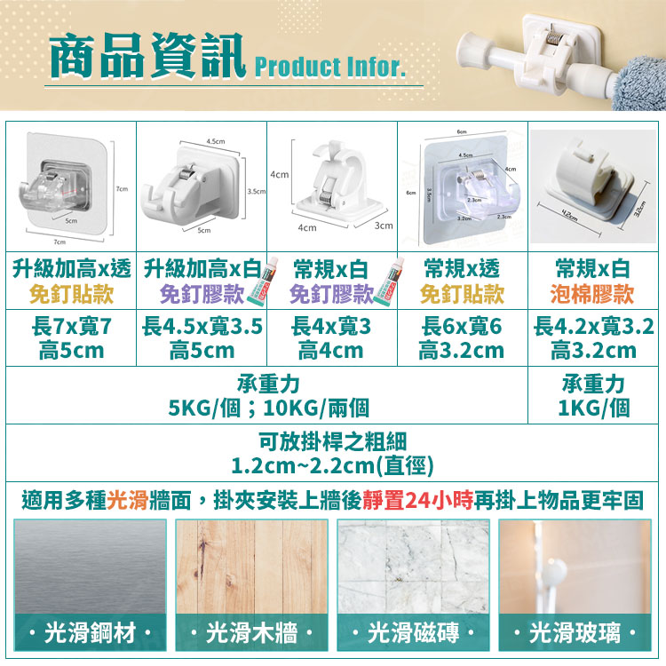 升級款桿子端部掛夾 2入 單個承重5KG 桿子固定夾 窗簾桿掛架 掛桿夾 桿子掛架 桿子夾【ZM0202】《約翰家庭百貨_2