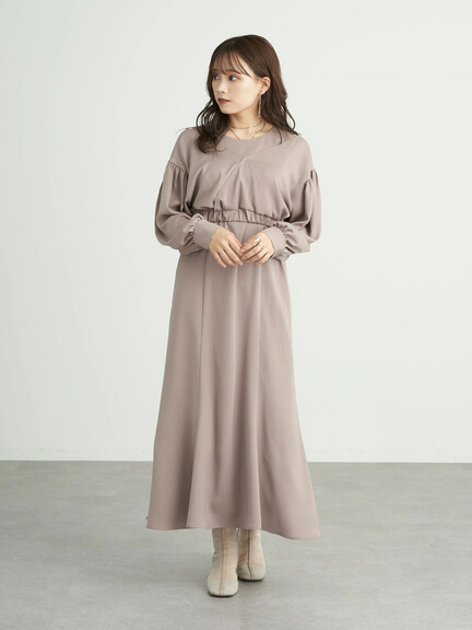 【WEB限定】【SET ITEM】短版V領開襟上衣+無袖長洋裝(BA21L0H0140) - earth music&ecology