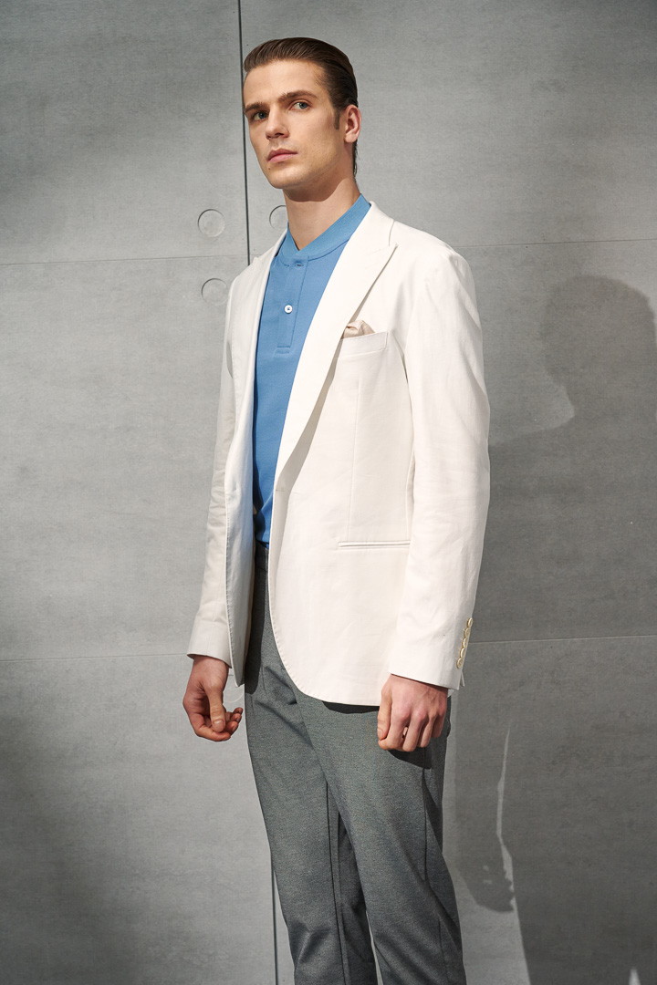 SST&C Sky Blue Stand Collar Cool Polo Shirt | 1012203007  (Outlet)_3