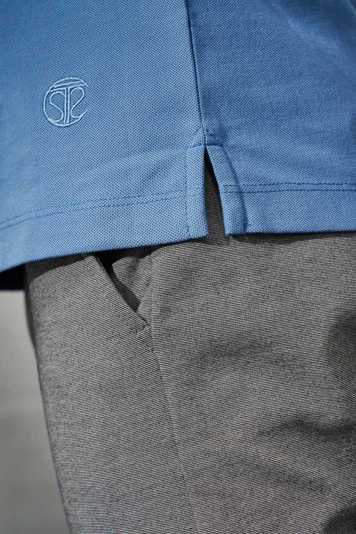 SST&C Sky Blue Stand Collar Cool Polo Shirt | 1012203007  (Outlet)_6