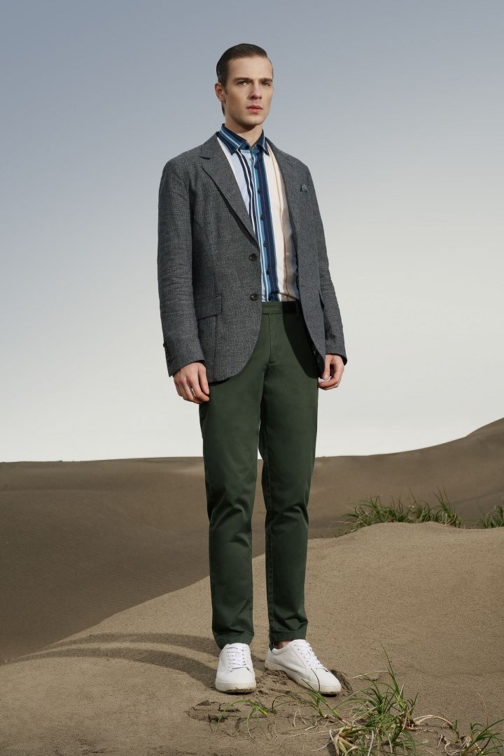 SST&C Lush Green Comfort Fit Casual Trousers | 1212203004  (Outlet)_1