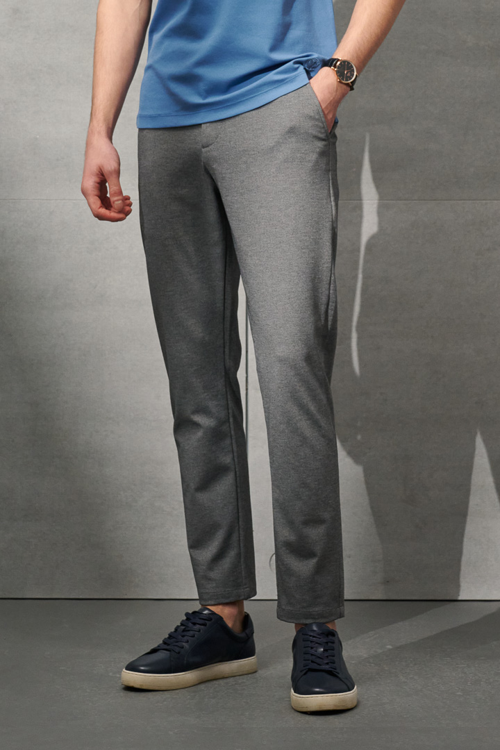 SST&C Bright Slate Gray Stretch Knit Comfort Fit Track Trousers | 1212203009  (Outlet)_0