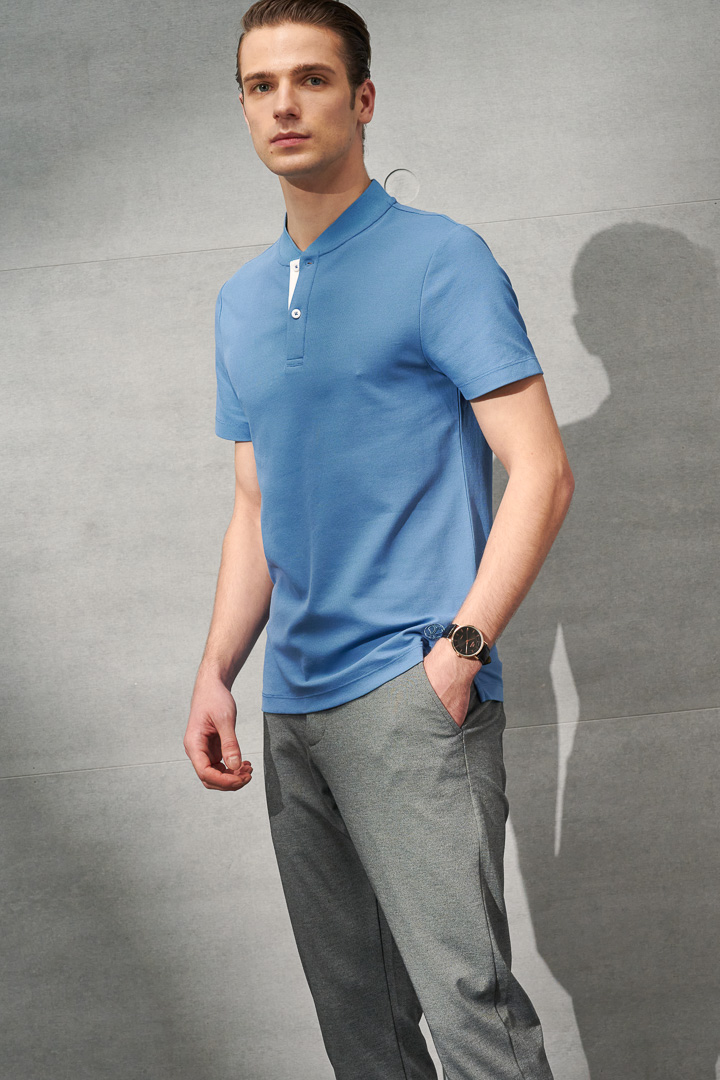 SST&C Bright Slate Gray Stretch Knit Comfort Fit Track Trousers | 1212203009  (Outlet)_1