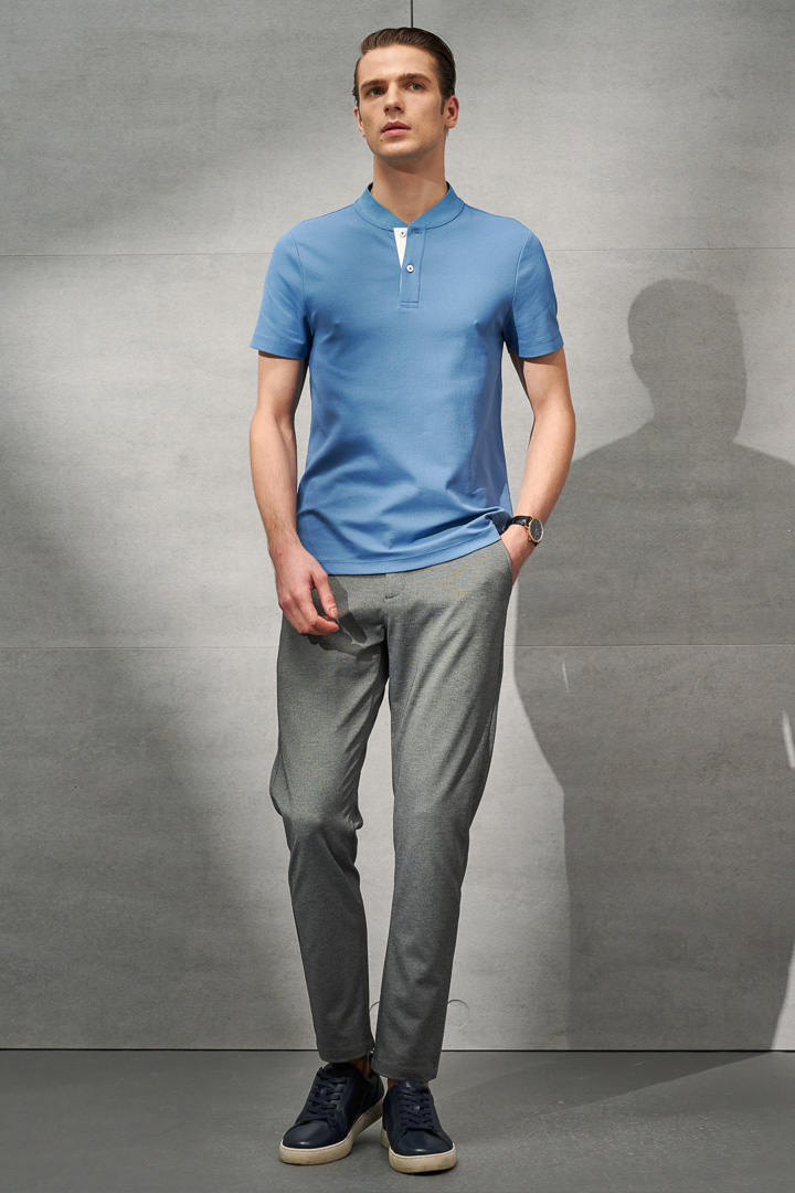 SST&C Bright Slate Gray Stretch Knit Comfort Fit Track Trousers | 1212203009  (Outlet)_2