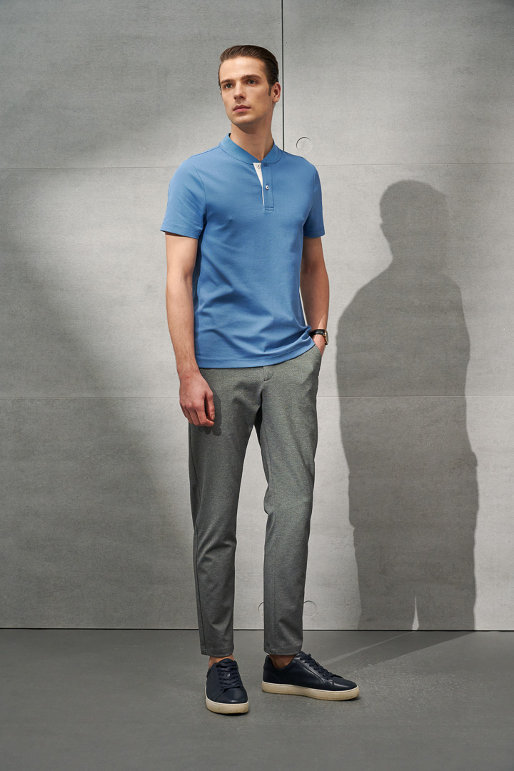 SST&C Bright Slate Gray Stretch Knit Comfort Fit Track Trousers | 1212203009  (Outlet)_3