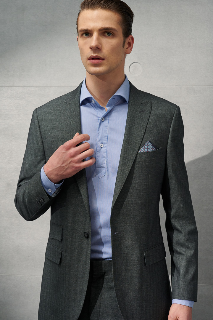 SST&C Gray Textured Slim Fit Suit Jacket | 0112203003  (Outlet)_0