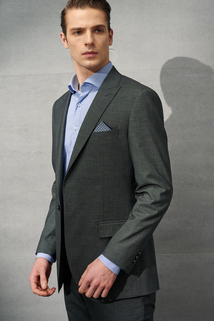 SST&C Gray Textured Slim Fit Suit Jacket | 0112203003  (Outlet)_2