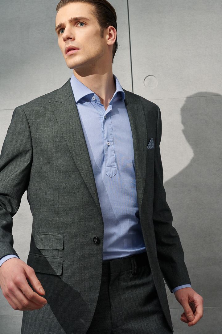SST&C Gray Textured Slim Fit Suit Jacket | 0112203003  (Outlet)_3