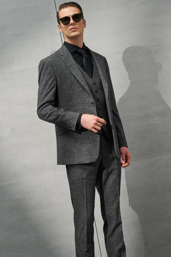 SST&C Gray Textured Slim Fit Suit Jacket | 0112203006  (Outlet)_2