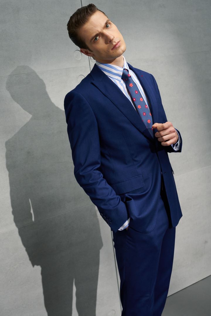 SST&C Navy Pinstripe Pattern Slim Fit Suit Jacket | 0112203008  (Outlet)_1