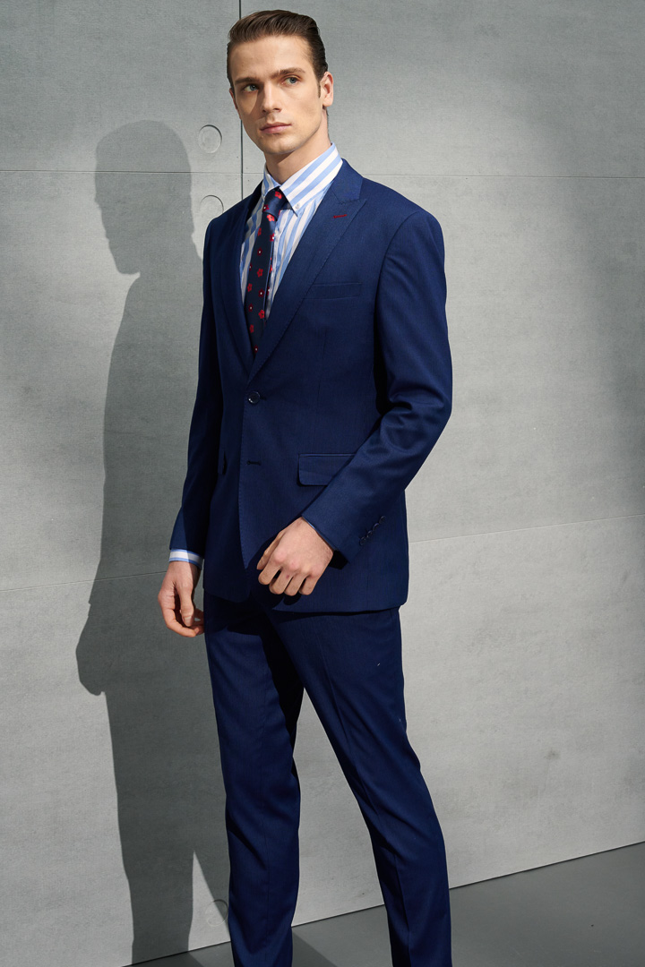 SST&C Navy Pinstripe Pattern Slim Fit Suit Jacket | 0112203008  (Outlet)_2