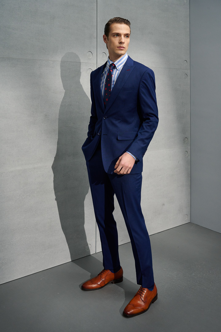 SST&C Navy Pinstripe Pattern Slim Fit Suit Jacket | 0112203008  (Outlet)_3