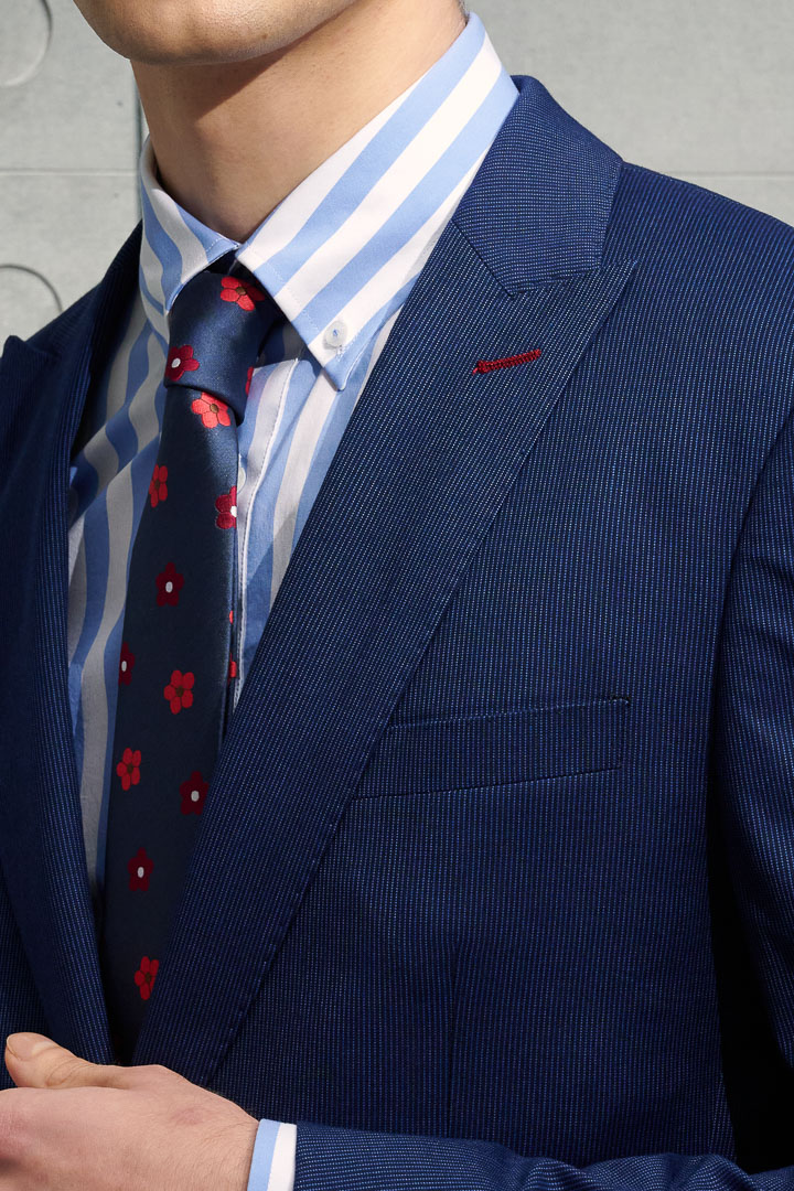 SST&C Navy Pinstripe Pattern Slim Fit Suit Jacket | 0112203008  (Outlet)_5