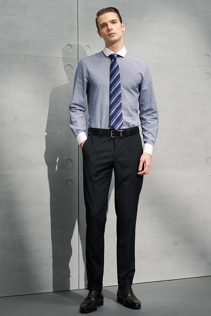 SST&C Black Striped Pattern Slim Fit Suit Trousers | 0212203001  (Outlet)_0