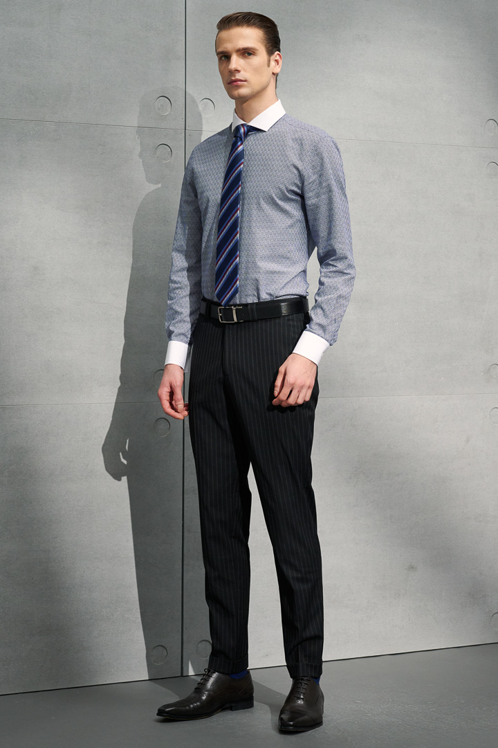 SST&C Black Striped Pattern Slim Fit Suit Trousers | 0212203001  (Outlet)_4