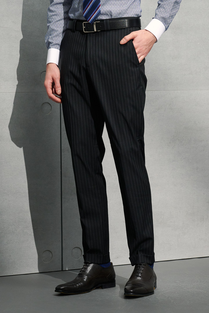 SST&C Black Striped Pattern Slim Fit Suit Trousers | 0212203001  (Outlet)_8