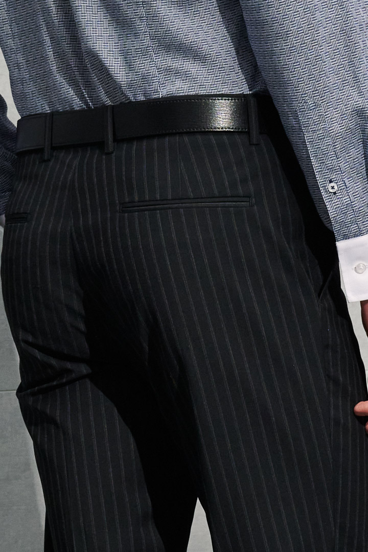 SST&C Black Striped Pattern Slim Fit Suit Trousers | 0212203001  (Outlet)_9