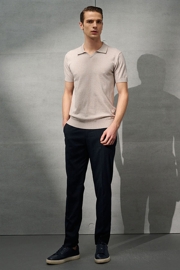 SST&C Navy Striped Pattern Slim Fit Suit Trousers | 0212203004  (Outlet)_0
