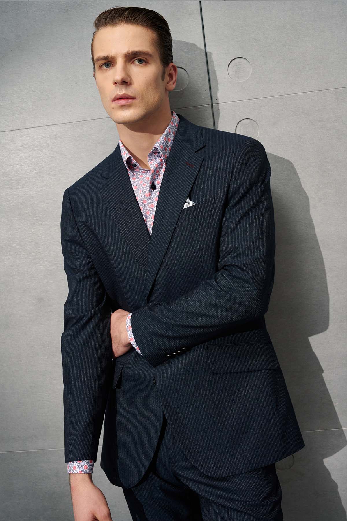 SST&C Navy Striped Pattern Slim Fit Suit Trousers | 0212203004  (Outlet)_4