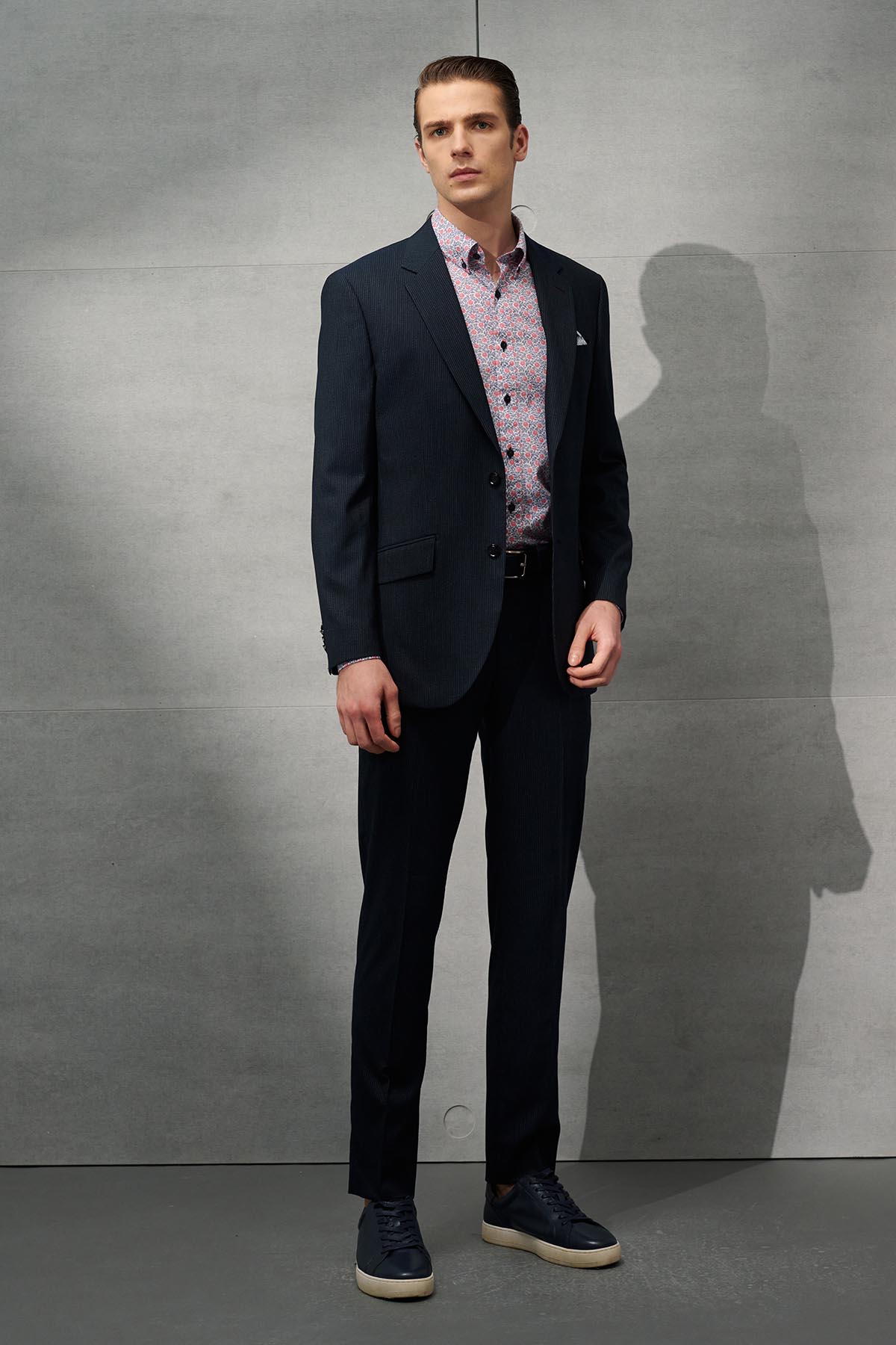 SST&C Navy Striped Pattern Slim Fit Suit Trousers | 0212203004  (Outlet)_5