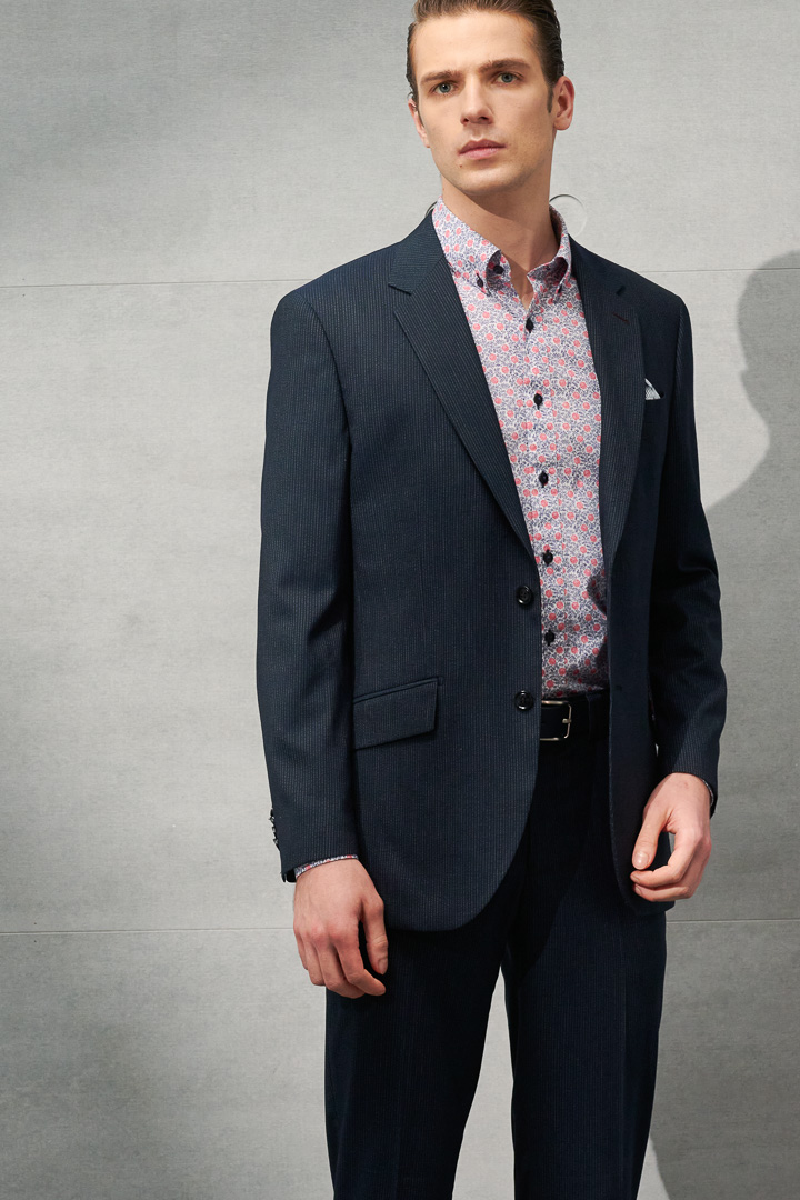 SST&C Navy Striped Pattern Slim Fit Suit Trousers | 0212203004  (Outlet)_8