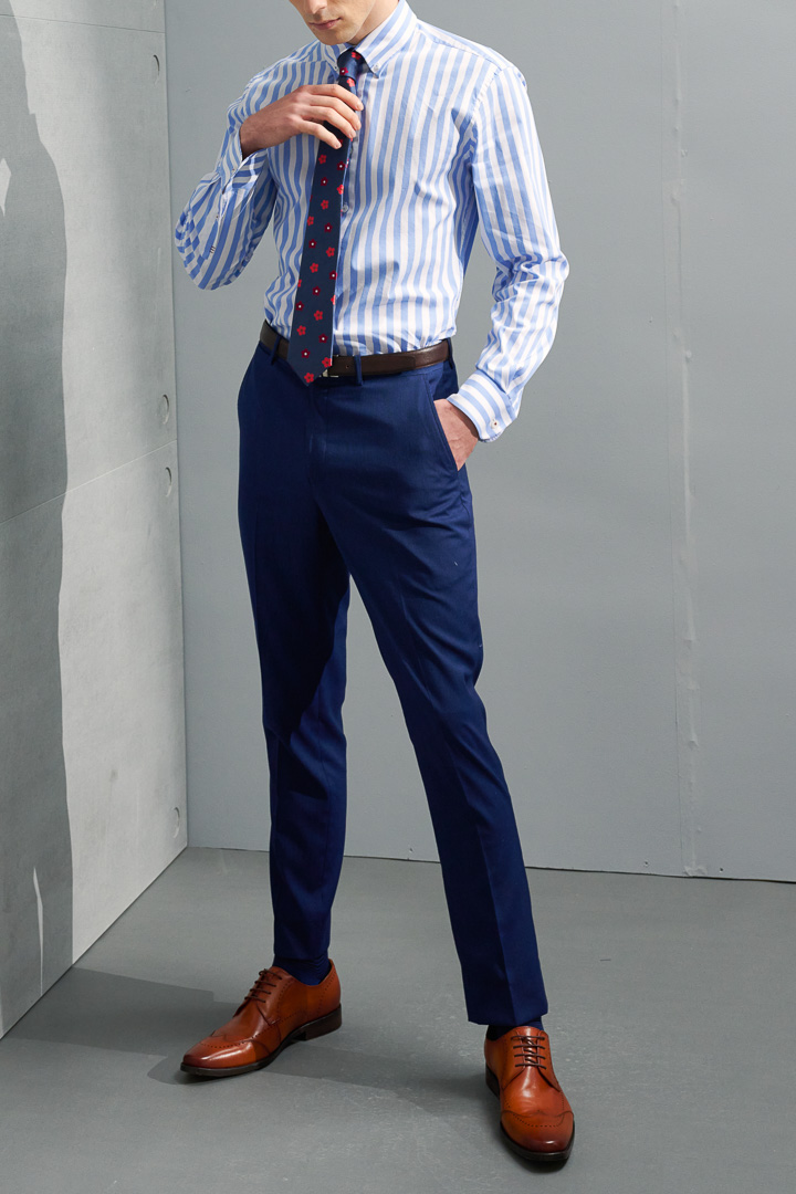 SST&C Navy Pinstripe Pattern Slim Fit Suit Trousers | 0212203008  (Outlet)_1