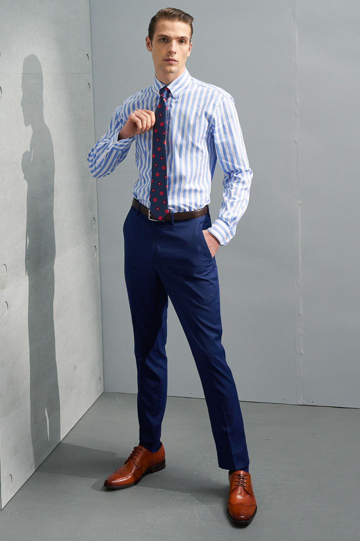 SST&C Navy Pinstripe Pattern Slim Fit Suit Trousers | 0212203008  (Outlet)_2