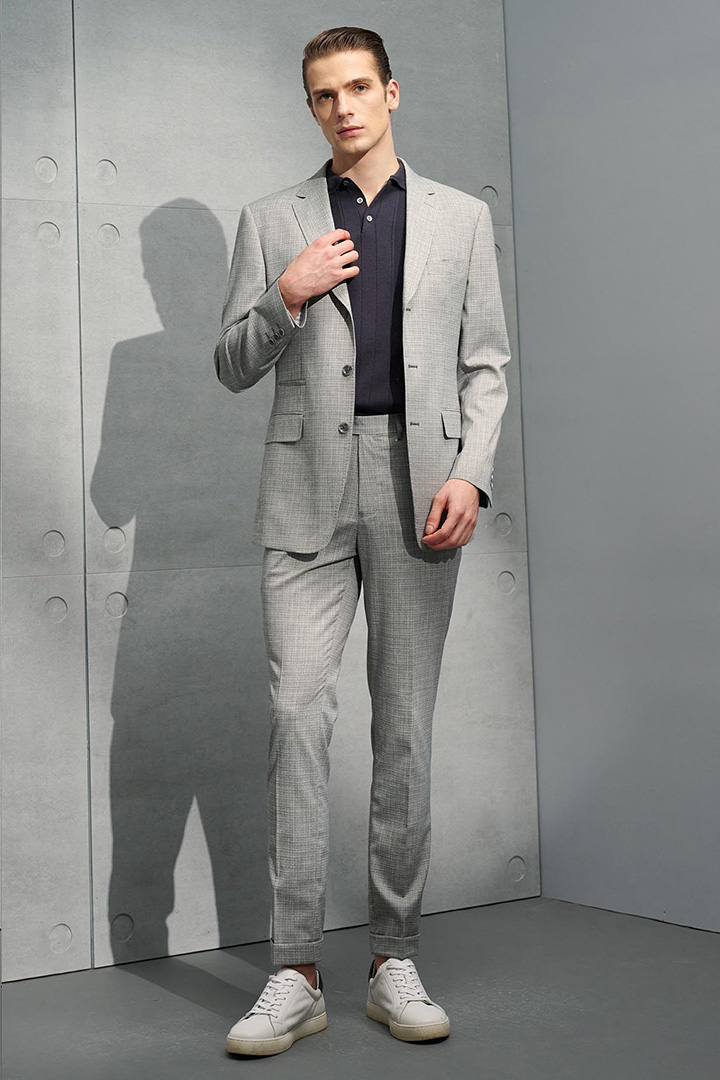 SST&C Light Gray Textured Slim Fit Suit Trousers | 0212203009  (Outlet)_2
