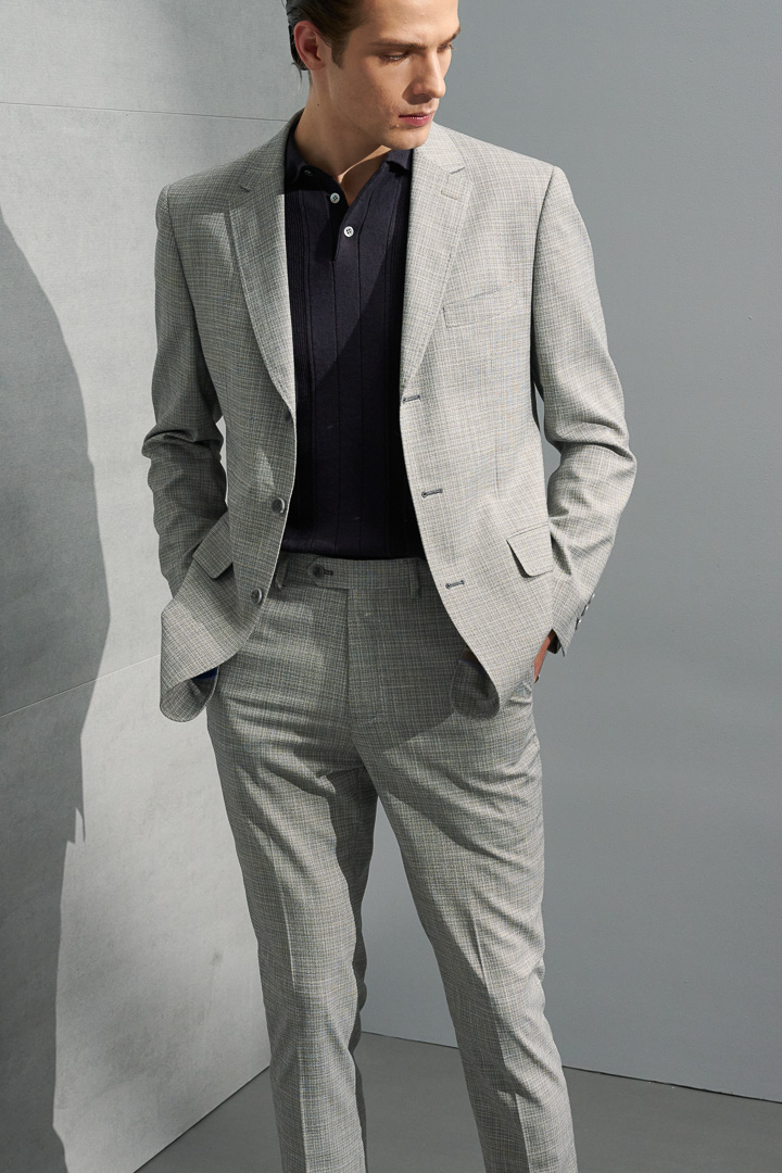SST&C Light Gray Textured Slim Fit Suit Trousers | 0212203009  (Outlet)_4