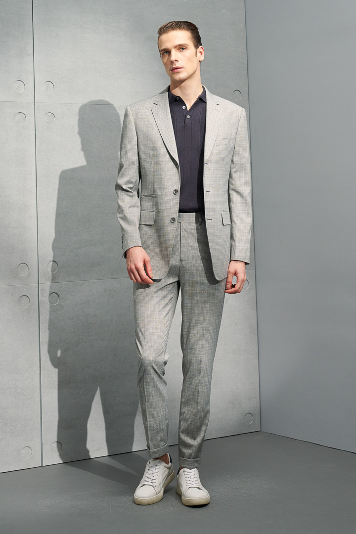 SST&C Light Gray Textured Slim Fit Suit Trousers | 0212203009  (Outlet)_5