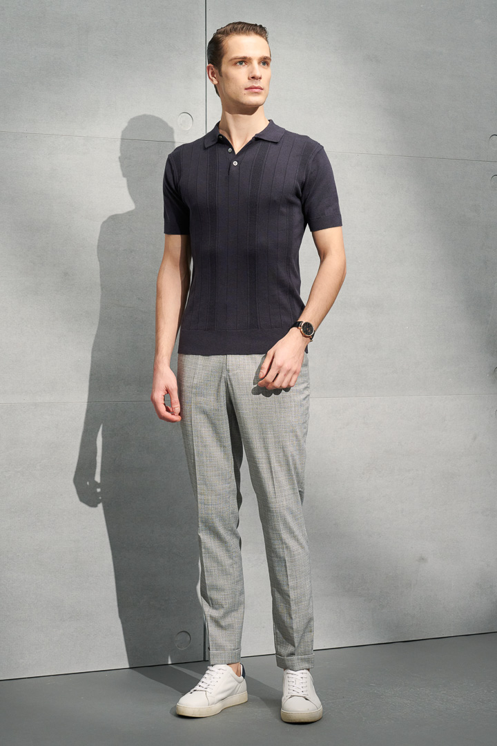 SST&C Light Gray Textured Slim Fit Suit Trousers | 0212203009  (Outlet)_6