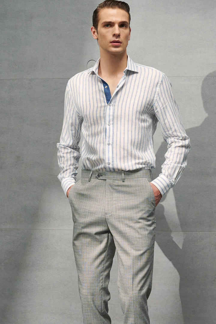SST&C Light Gray Textured Slim Fit Suit Trousers | 0212203009  (Outlet)_7