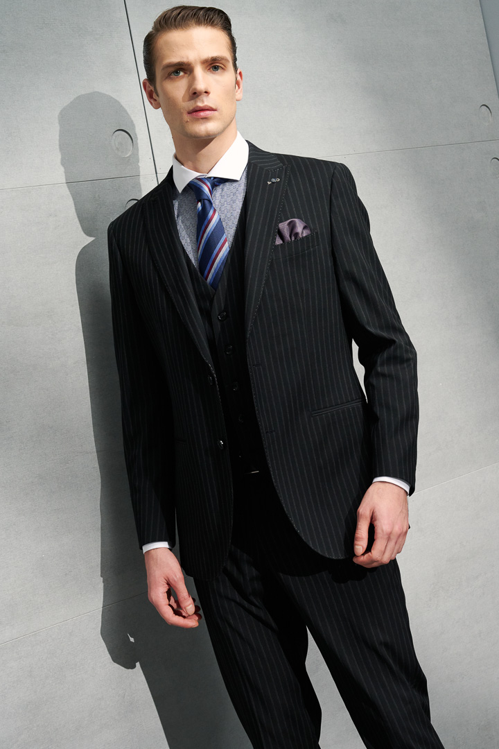 SST&C #Easycare  White Collar, White Sleeves, Navy Textured Shirt | 0312203001  (Outlet)_5
