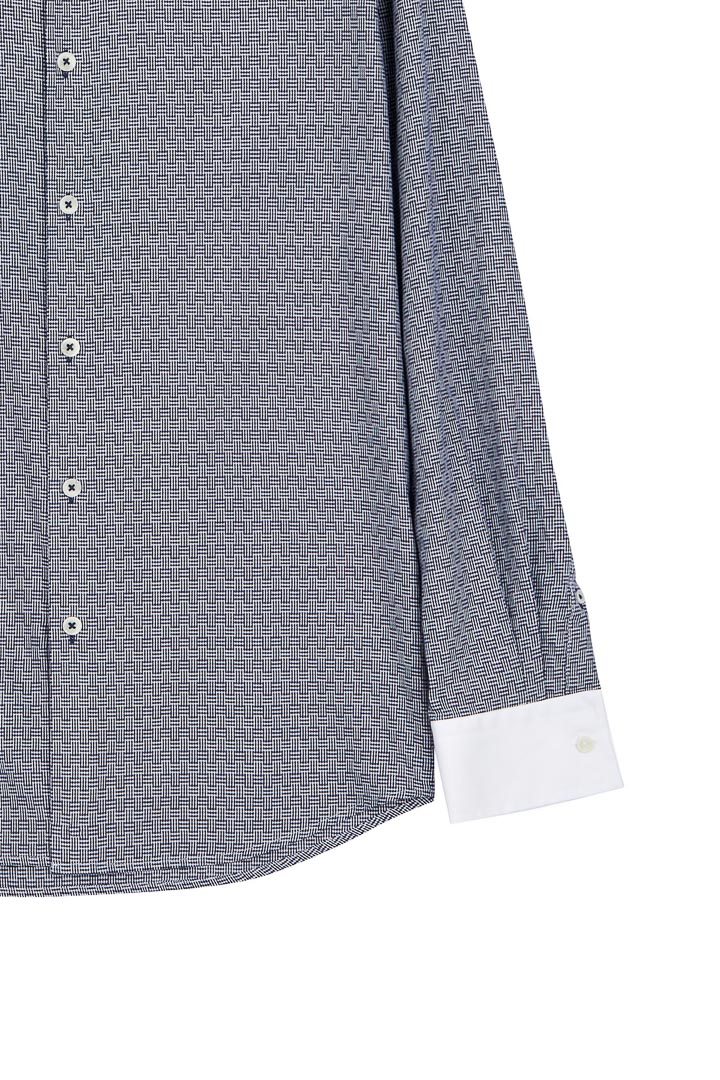 SST&C #Easycare  White Collar, White Sleeves, Navy Textured Shirt | 0312203001  (Outlet)_8