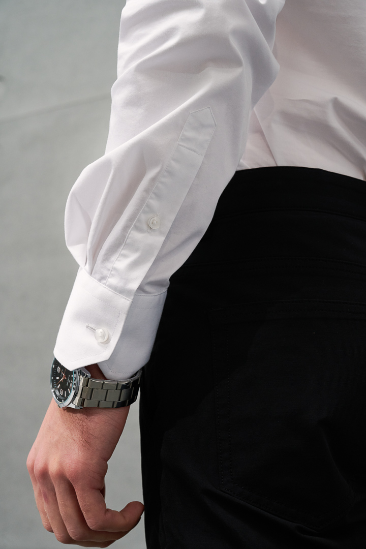 SST&C #Elastic Fit  Half Placket Plain White Shirt | 0312203007  (Outlet)_6