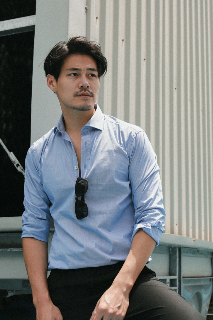 SST&C #Elastic Fit  Half Placket Blue Striped Pattern Shirt | 0312203008  (Outlet)_0