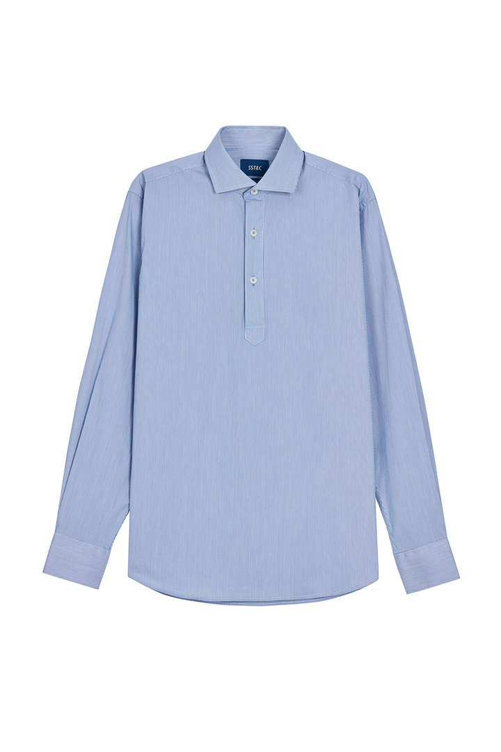 SST&C #Elastic Fit  Half Placket Blue Striped Pattern Shirt | 0312203008  (Outlet)_9